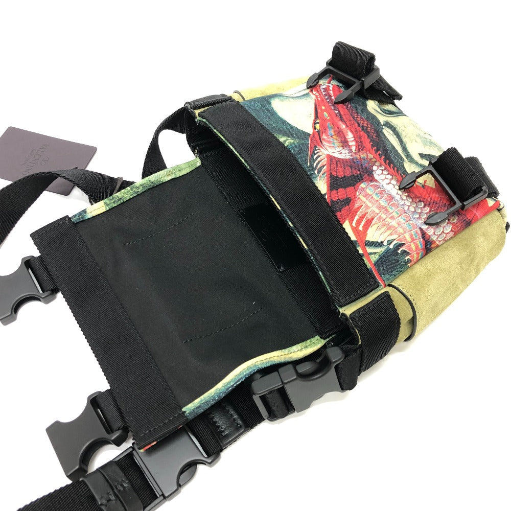 Valentino Garavani Shoulder Bag canvas green Dragon motif Women Used Authentic
