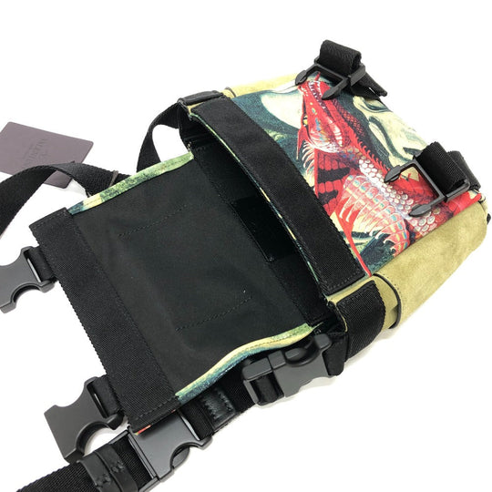 Valentino Garavani Shoulder Bag canvas green Dragon motif Women Used Authentic
