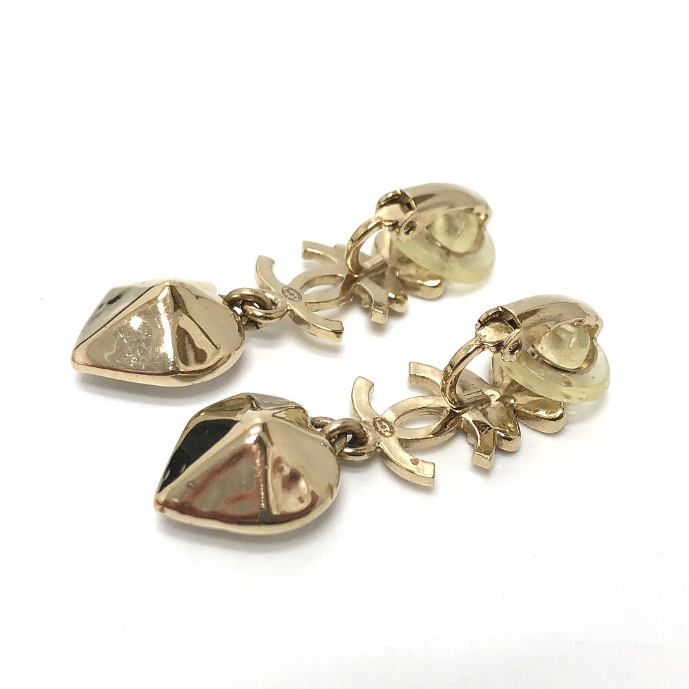 CHANEL Earring Gold Plated gold CC COCO Mark Clover heart Women Used Authentic