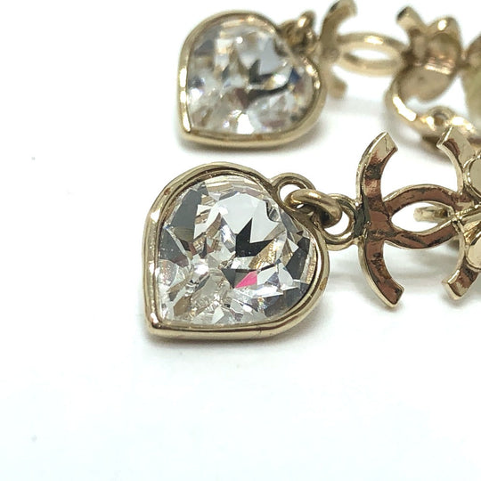 CHANEL Earring Gold Plated gold CC COCO Mark Clover heart Women Used Authentic