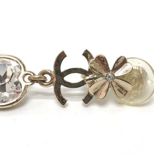 CHANEL Earring Gold Plated gold CC COCO Mark Clover heart Women Used Authentic