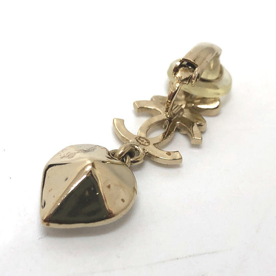 CHANEL Earring Gold Plated gold CC COCO Mark Clover heart Women Used Authentic