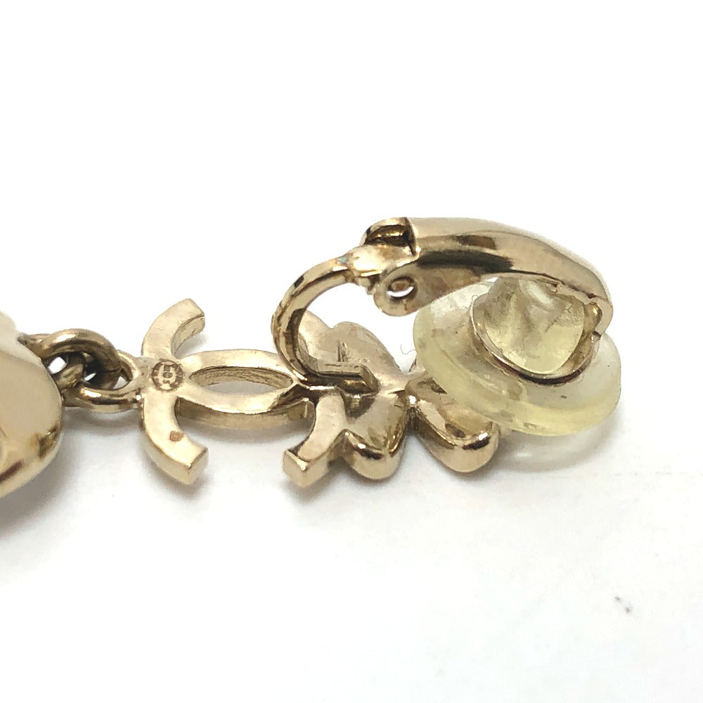 CHANEL Earring Gold Plated gold CC COCO Mark Clover heart Women Used Authentic