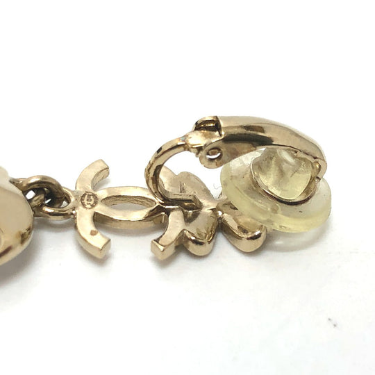 CHANEL Earring Gold Plated gold CC COCO Mark Clover heart Women Used Authentic