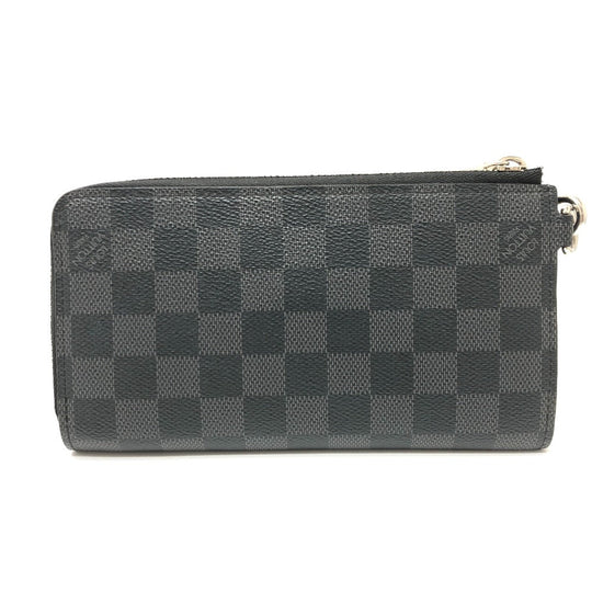 LOUIS VUITTON Long Wallet Purse N60379 Damier Grafitto Canvas black Damier Grafitte Zippy dragonne mens Used Authentic