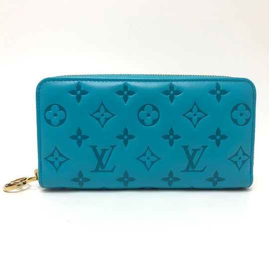 LOUIS VUITTON Long Wallet Purse M81512 leather blue Monogram emboss Zippy wallet unisex(Unisex) Used Authentic