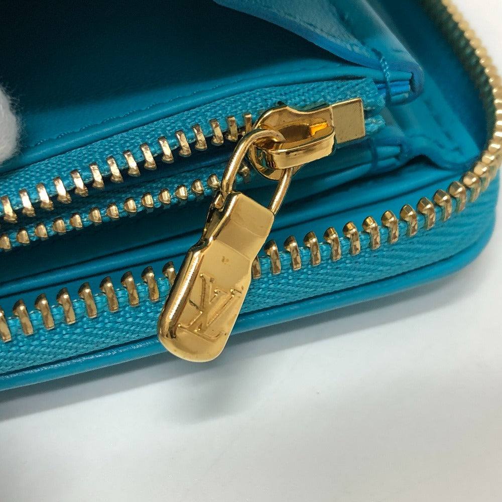 LOUIS VUITTON Long Wallet Purse M81512 leather blue Monogram emboss Zippy wallet unisex(Unisex) Used Authentic
