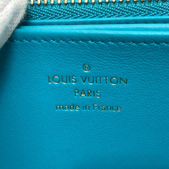 LOUIS VUITTON Long Wallet Purse M81512 leather blue Monogram emboss Zippy wallet unisex(Unisex) Used Authentic