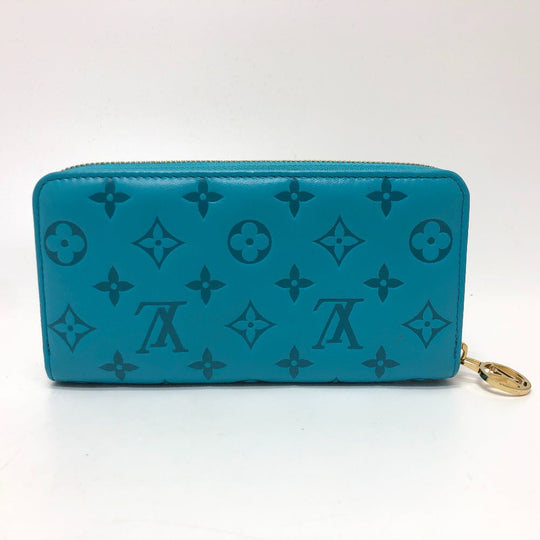 LOUIS VUITTON Long Wallet Purse M81512 leather blue Monogram emboss Zippy wallet unisex(Unisex) Used Authentic