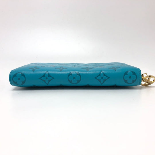 LOUIS VUITTON Long Wallet Purse M81512 leather blue Monogram emboss Zippy wallet unisex(Unisex) Used Authentic