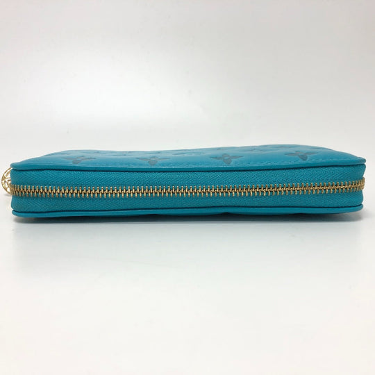 LOUIS VUITTON Long Wallet Purse M81512 leather blue Monogram emboss Zippy wallet unisex(Unisex) Used Authentic