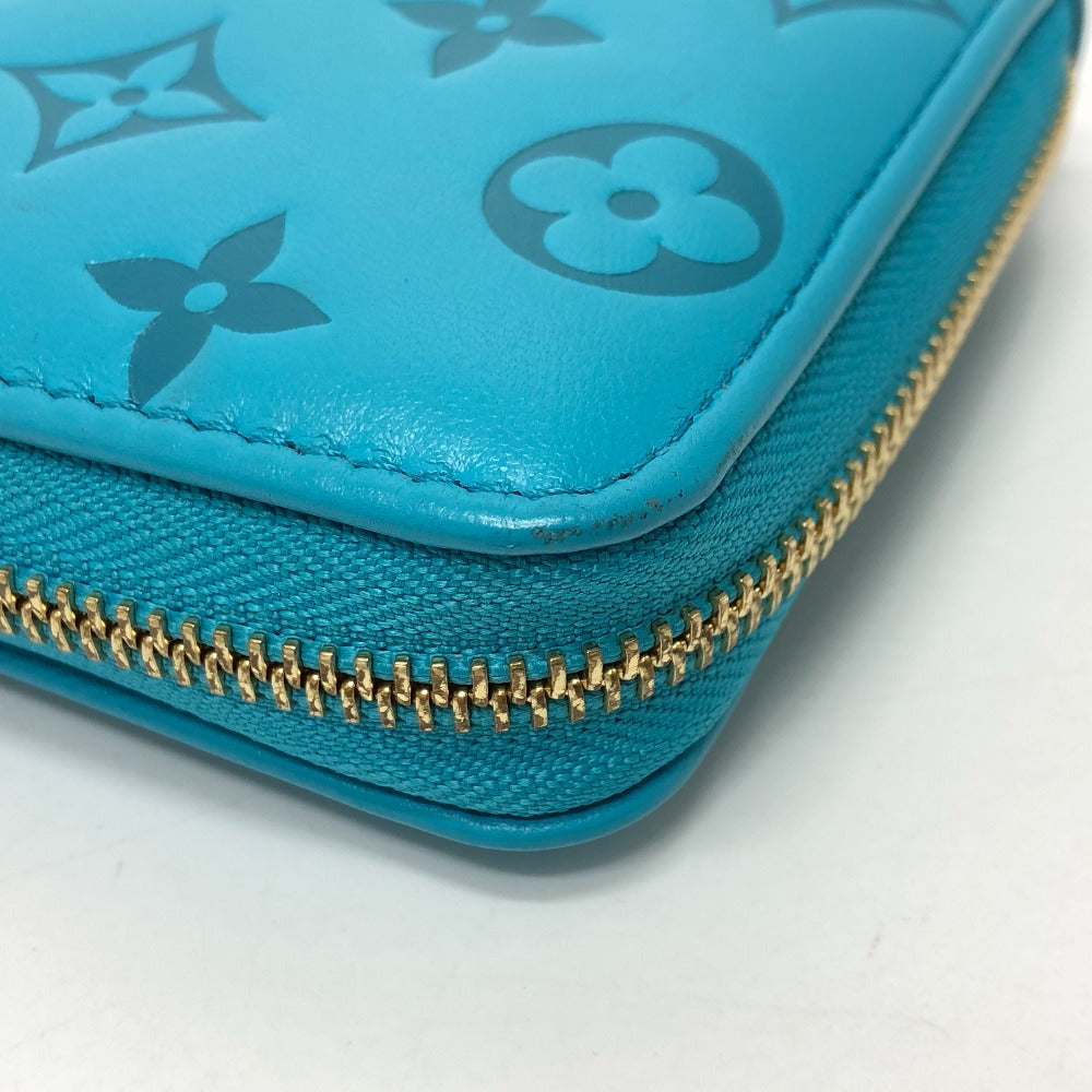 LOUIS VUITTON Long Wallet Purse M81512 leather blue Monogram emboss Zippy wallet unisex(Unisex) Used Authentic