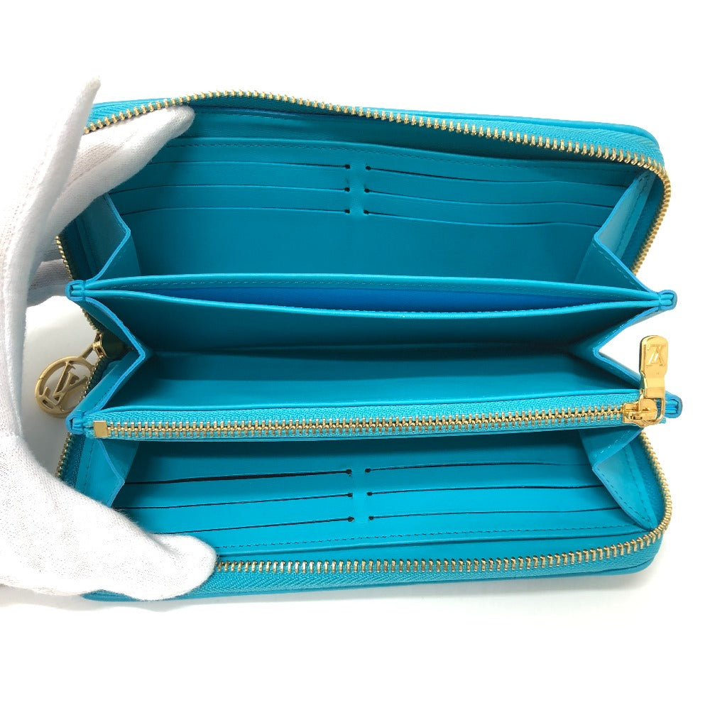 LOUIS VUITTON Long Wallet Purse M81512 leather blue Monogram emboss Zippy wallet unisex(Unisex) Used Authentic