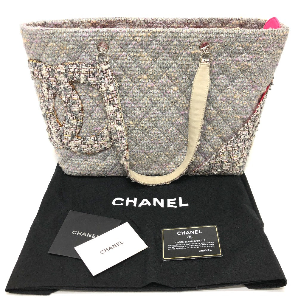 CHANEL Tote Bag tweed Purple type CC COCO Mark Cambon Line Large Women Used Authentic