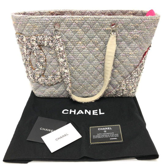 CHANEL Tote Bag tweed Purple type CC COCO Mark Cambon Line Large Women Used Authentic