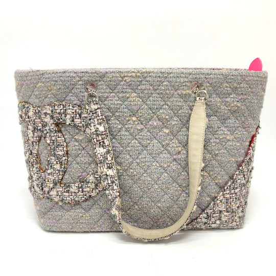 CHANEL Tote Bag tweed Purple type CC COCO Mark Cambon Line Large Women Used Authentic