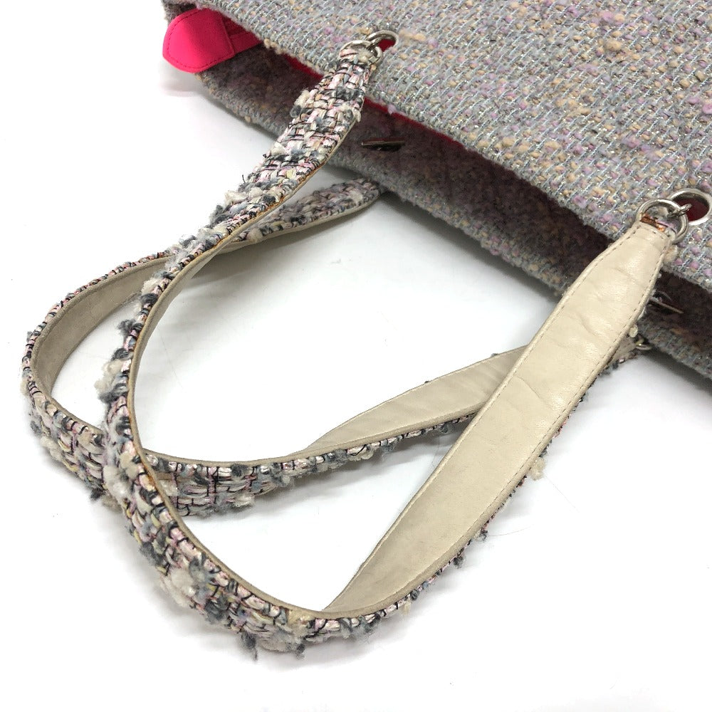 CHANEL Tote Bag tweed Purple type CC COCO Mark Cambon Line Large Women Used Authentic