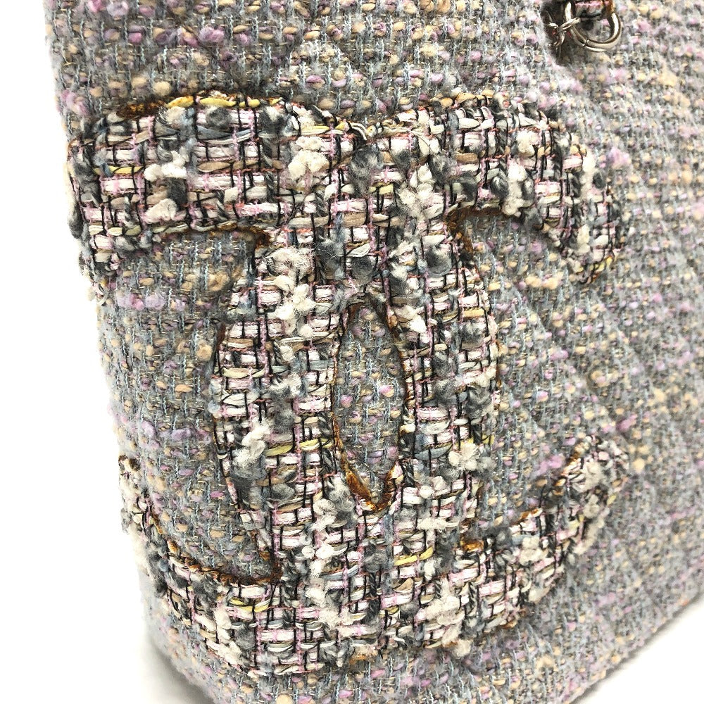 CHANEL Tote Bag tweed Purple type CC COCO Mark Cambon Line Large Women Used Authentic