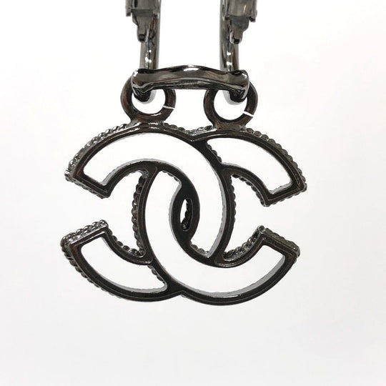 CHANEL Earring metal black CC COCO Mark Women Used Authentic