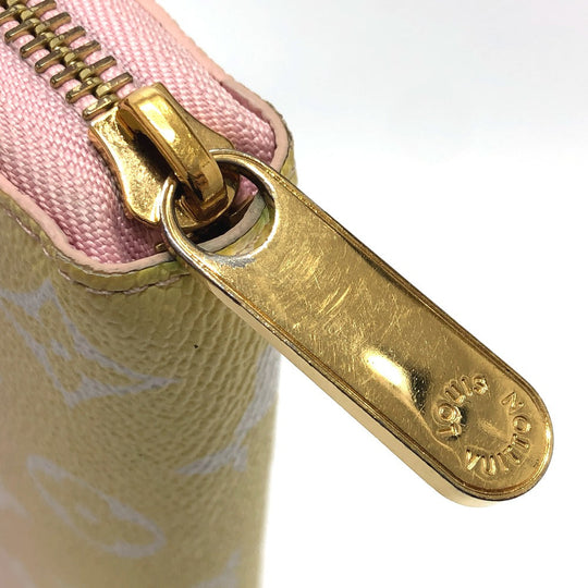 LOUIS VUITTON Long Wallet Purse M80361 Monogram canvas pink monogram visor pool Zippy wallet Women Used Authentic