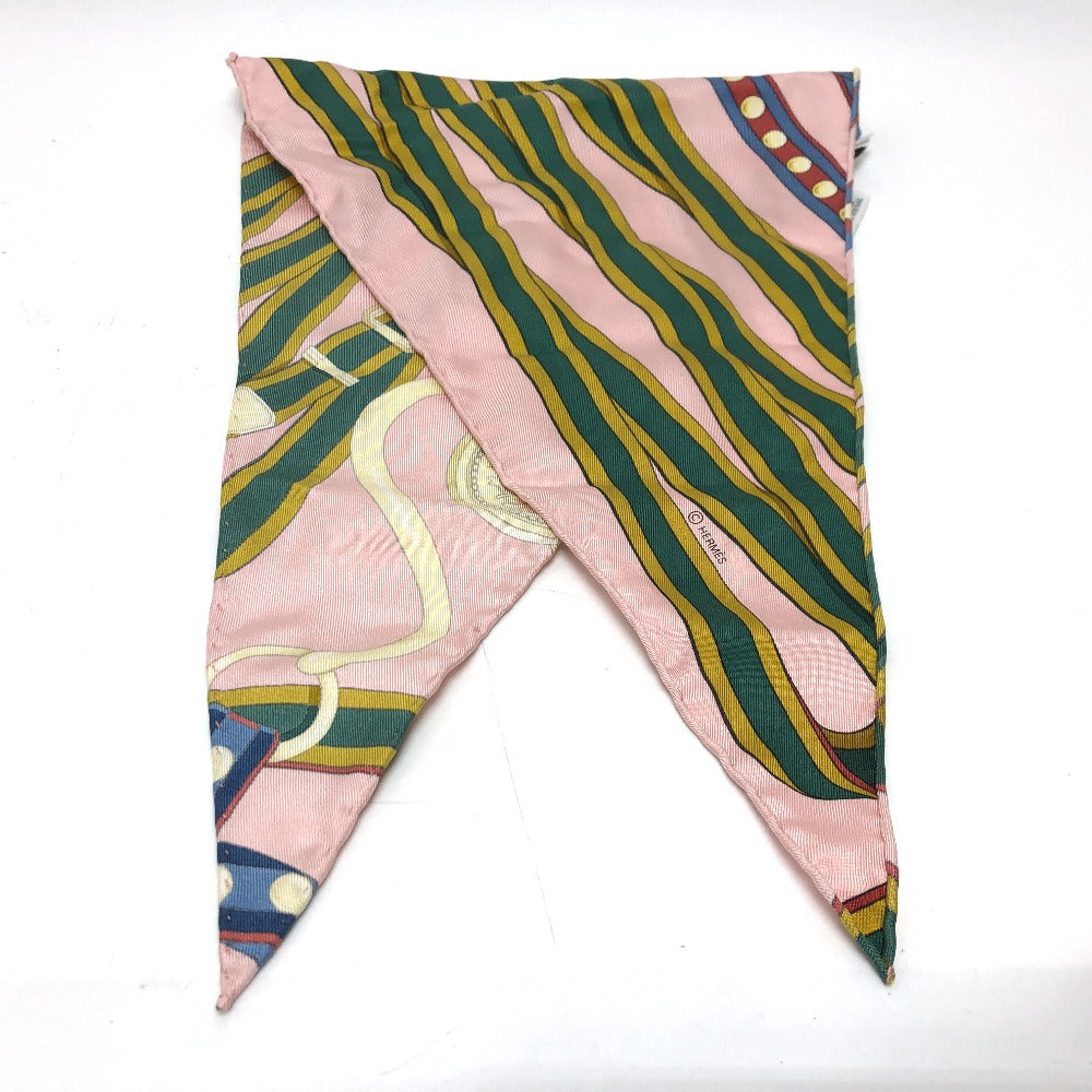 HERMES scarf silk pink Pointie Women Used Authentic
