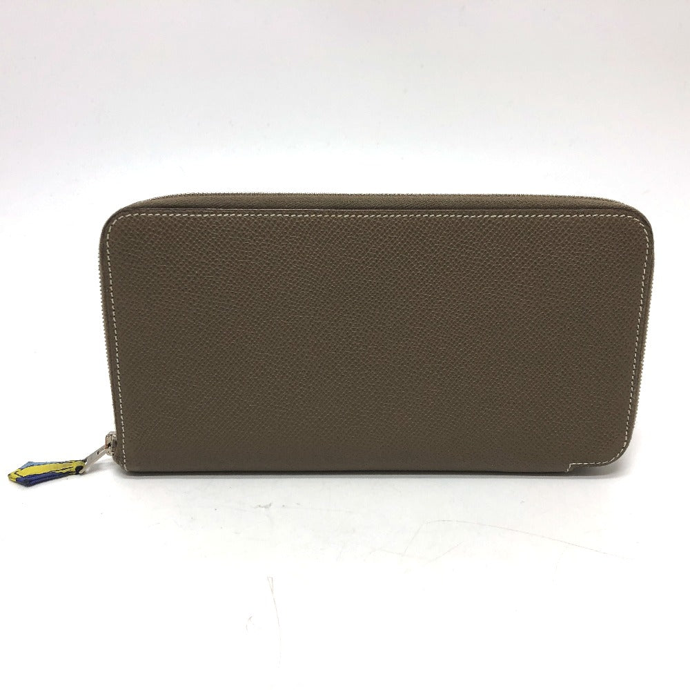 HERMES Long Wallet Purse Epsom Gray type Azap long silk in Women Used Authentic