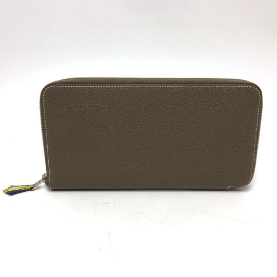 HERMES Long Wallet Purse Epsom Gray type Azap long silk in Women Used Authentic