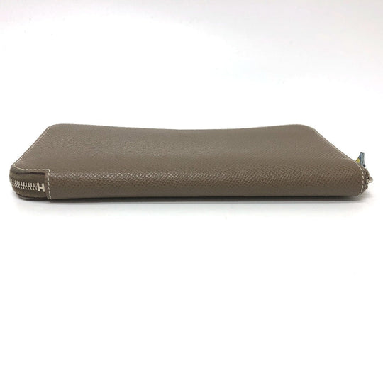 HERMES Long Wallet Purse Epsom Gray type Azap long silk in Women Used Authentic
