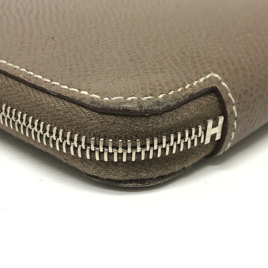 HERMES Long Wallet Purse Epsom Gray type Azap long silk in Women Used Authentic