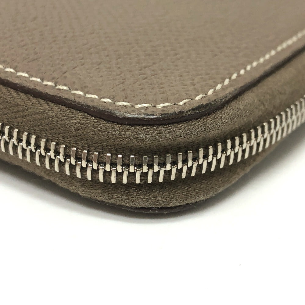 HERMES Long Wallet Purse Epsom Gray type Azap long silk in Women Used Authentic