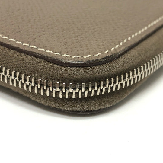 HERMES Long Wallet Purse Epsom Gray type Azap long silk in Women Used Authentic