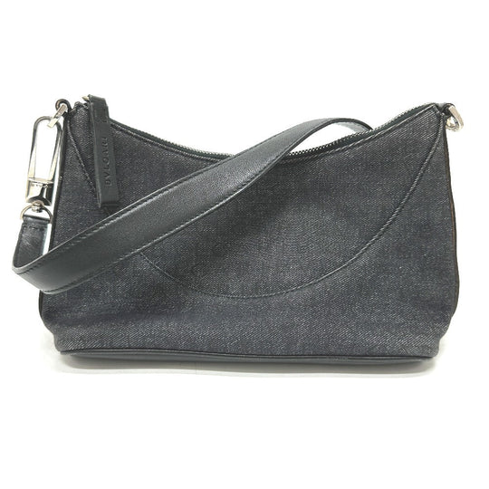 BVLGARI Handbag Canvas / leather Navy type Logo mania Women Used Authentic