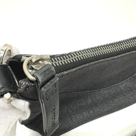 BVLGARI Handbag Canvas / leather Navy type Logo mania Women Used Authentic