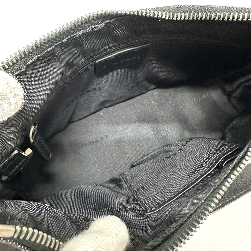 BVLGARI Handbag Canvas / leather Navy type Logo mania Women Used Authentic