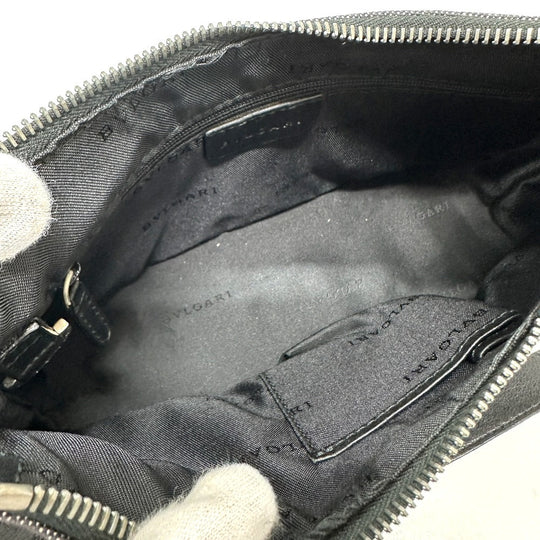 BVLGARI Handbag Canvas / leather Navy type Logo mania Women Used Authentic