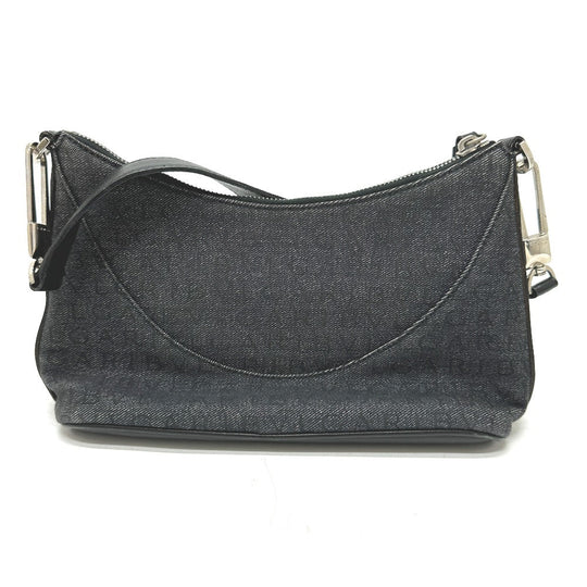 BVLGARI Handbag Canvas / leather Navy type Logo mania Women Used Authentic