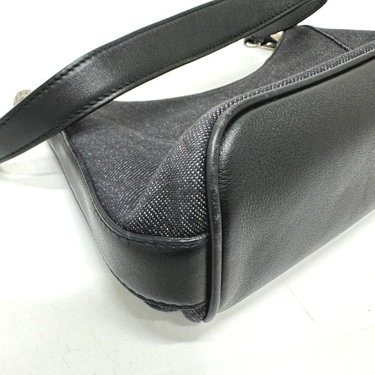 BVLGARI Handbag Canvas / leather Navy type Logo mania Women Used Authentic