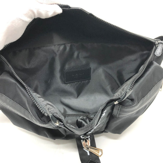 GIVENCHY Sling bag Nylon / leather black Bag logo Waist bag mens Used Authentic