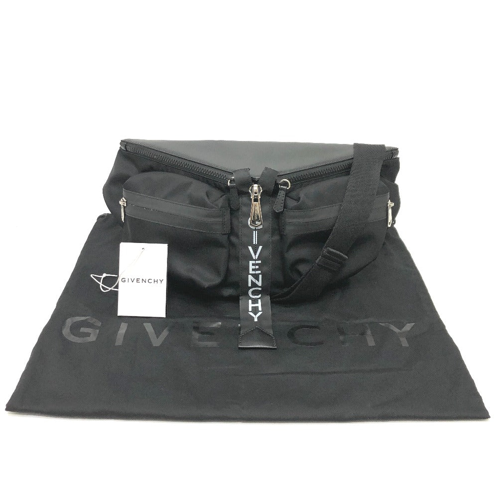 GIVENCHY Sling bag Nylon / leather black Bag logo Waist bag mens Used Authentic
