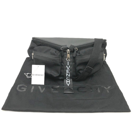 GIVENCHY Sling bag Nylon / leather black Bag logo Waist bag mens Used Authentic