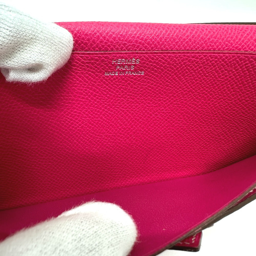 HERMES Long Wallet Purse Epsom pink Beansufla Women Used Authentic