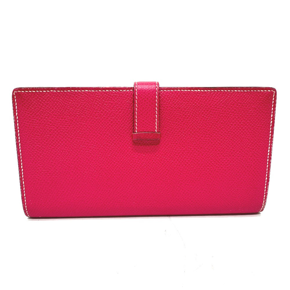 HERMES Long Wallet Purse Epsom pink Beansufla Women Used Authentic