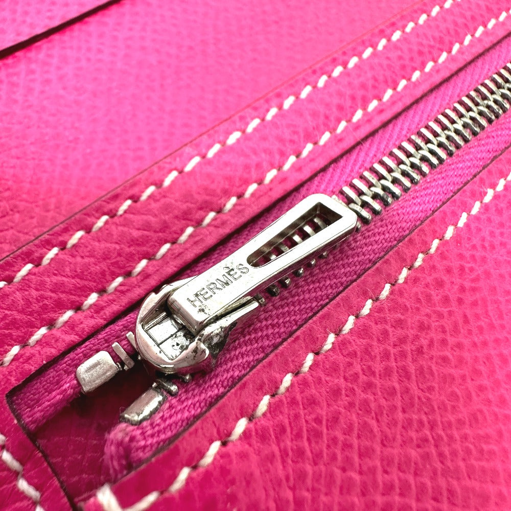 HERMES Long Wallet Purse Epsom pink Beansufla Women Used Authentic