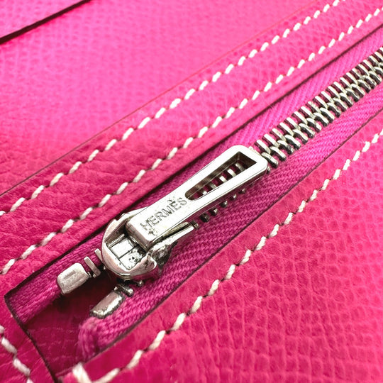 HERMES Long Wallet Purse Epsom pink Beansufla Women Used Authentic