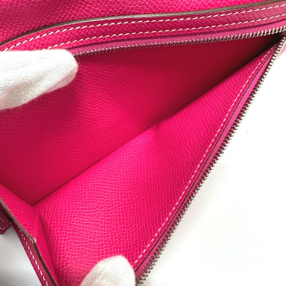HERMES Long Wallet Purse Epsom pink Beansufla Women Used Authentic