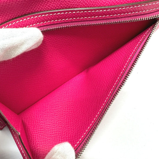 HERMES Long Wallet Purse Epsom pink Beansufla Women Used Authentic
