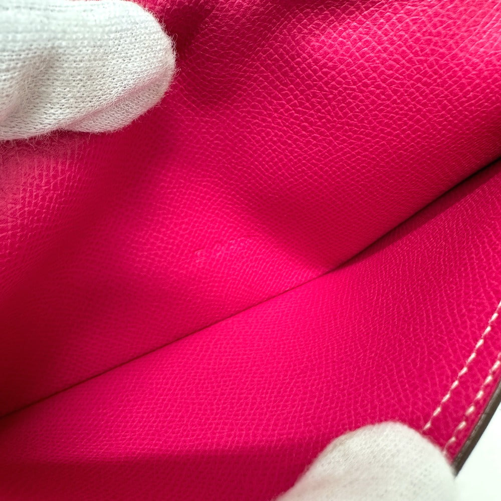 HERMES Long Wallet Purse Epsom pink Beansufla Women Used Authentic