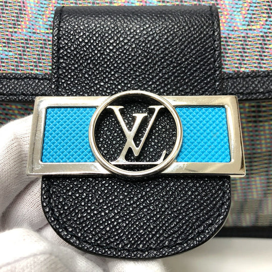 LOUIS VUITTON Shoulder Bag M55454 leather blue LV pop Daufine MINI Women Used Authentic