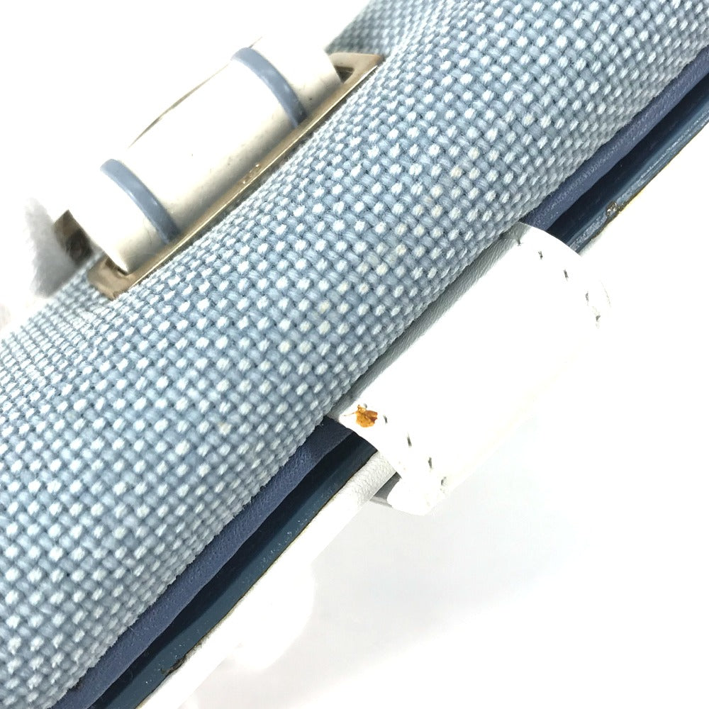 Dior Folded wallet Canvas / leather blue Bicolor logo W Hook Wallet  Women Used Authentic