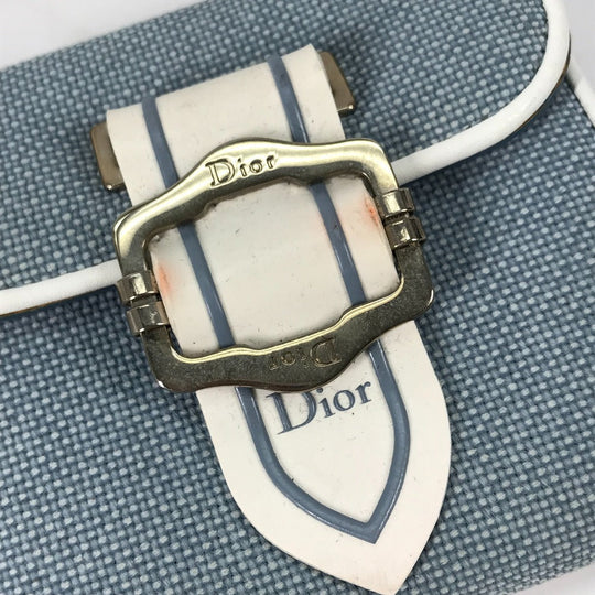 Dior Folded wallet Canvas / leather blue Bicolor logo W Hook Wallet  Women Used Authentic